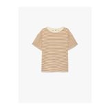 Koton Bisiklet Yaka Çizgili Ekru Erkek Çocuk T-Shirt 6SKB10138TK
