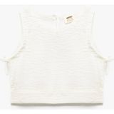 Koton Bisiklet Yaka Dokulu Kolsuz Crop Bluz - Beyaz - 13 - 14 Yaş