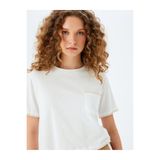 Koton Bisiklet Yaka Ekru Kadın T-Shirt 5SAL10238IK