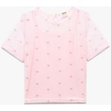 Koton Bisiklet Yaka Fiyonk Baskılı Kısa Kollu Bluz - Pembe - 11 - 12 Yaş