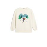 Koton Bisiklet Yaka Kayak Baskılı Şardonlu Pamuklu Sweatshirt