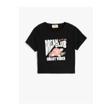 Koton Bisiklet Yaka Kısa Kollu Pamuklu Siyah Kız Çocuk T-shirt 5skg10261ak