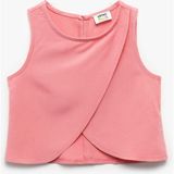 Koton Bisiklet Yaka Kolsuz Asimetrik Kesim Viskon Bluz - Pembe - 9 - 10 Yaş