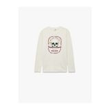 Koton Bisiklet Yaka Kurukafa Baskılı Ekru Erkek Çocuk Uzun Kollu T-shirt 6WKB10358TK