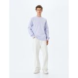 Koton Bisiklet Yaka Pamuklu Basic Sweatshirt - Mor