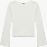 Koton Bisiklet Yaka Uzun Kollu Viskon Basic Tişört - Ekru - 6 - 7 Yaş