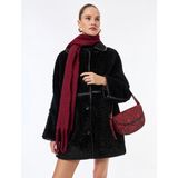 Koton Bonded Kaban Oversize Peluş Düğmeli Cepli Kruvaze Uzun Kollu - 34 - Siyah