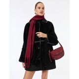 Koton Bonded Kaban Oversize Peluş Düğmeli Cepli Kruvaze Uzun Kollu - 36 - Siyah