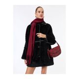 Koton Bonded Kaban Oversize Peluş Düğmeli Cepli Kruvaze Uzun Kollu