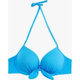 Koton Boyundan Bağlamalı Fiyonklu Destekli Bikini Üstü - 36 - Mavi