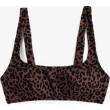 Koton Bralet Leopar Bikini Üstü Arkası Kopça Kapamalı Astarlı Pedli - 40 - Siyah