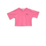 Koton BT4 Kız Çocuk Organik Pamuklu Baskili Bisiklet Yaka Kisa Kollu Pembe T-shirt