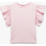 Koton Bürümcük Kısa Kollu Bisiklet Yaka Dantelli Bluz - Pembe - 9 - 10 Yaş