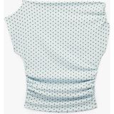 Koton Bürümcük Kumaş Asimetrik Yaka Kısa Kollu Drapeli Slim Fit Puantiyeli Bluz - Mavi