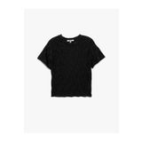 Koton Bürümcük Kumaş Dokulu Slim Fit Kısa Kollu Bisiklet Yaka Tişört
