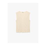 Koton Bürümcük Kumaş Dokulu Slim Fit Kolsuz V Yaka Bluz
