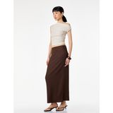 Koton Bürümcük Kumaş Dokulu Slim Fit Midi Kalem Etek - Kahve