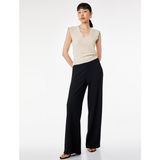 Koton Bürümcük Kumaş Düz Bol Paça Pantolon - Siyah - Straight
