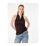 Koton Bürümcük Kumaş Slim Fit Degaje Halter Yaka Bluz
