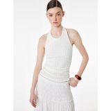 Koton Bürümcük Kumaş Slim Fit Drapeli Sırt Detaylı Halter Yaka Bluz - Ekru