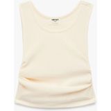 Koton Büzgülü Kolsuz Bisiklet Yaka Crop Bluz - Ekru - 7 - 8 Yaş