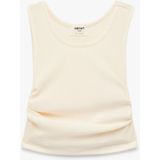 Koton Büzgülü Kolsuz Bisiklet Yaka Crop Bluz - Ekru - 9 - 10 Yaş
