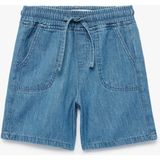 Koton Cep Detaylı Denim Şort Erkek Çocuk Beli Bağlamalı Desensiz Özellikli Rahat Fit - 7 - 8 Yaş - Lacivert