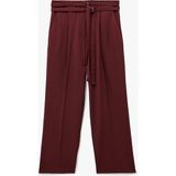 Koton Cepli Çift Kemer Detaylı Düz Bol Paça Kumaş Pantolon - Bordo - Straight - 36