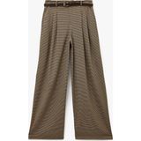 Koton Cepli Pile Detaylı Kemerli Geniş Paça Ekose Pantolon - Kahve - Regular - 38