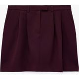 Koton Cepli Pileli A Kesim Mini Etek - Bordo - 38