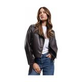Koton Cepli Uzun Kollu Fermuarlı Kruvaze Suni Deri Biker Ceket Kahverengi 6wak20013ew Kahve