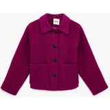 Koton Cepli Uzun Kollu Oversize Crop Kaşe Ceket - 38 - Mor