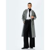 Koton Cepli Uzun Kruvaze Kaşe Oversize Kaban - Gri - 44
