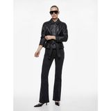 Koton Cepli Yüksek Bel Leopar Desenli Ispanyol Paça Jean Pantolon - Flare Jeans - Gri - Slim Fit - 44
