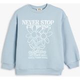 Koton Çiçek Baskılı Uzun Kollu Bisiklet Yaka Sweatshirt Kız Çocuk İçin Orta Kalınlık - 7 - 8 Yaş - Mavi