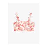 Koton Çiçekli Crop Bluz Askılı Kare Yaka Viskon Kumaş