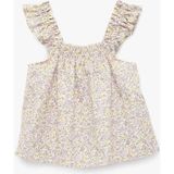 Koton Çiçekli Gipeli Poplin Mor Kız Bebek Bluz 6SMG60046AW - 3 - 4 Yaş