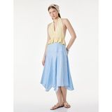 Koton Çizgili Asimetrik Kesim Midi Etek - Mavi - 36