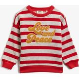 Koton Çizgili Sweatshirt Pamuklu - 3 - 4 Yaş - Ekru