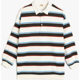Koton Çizgili Uzun Kollu Düğme Detaylı Polo Yaka Sweatshirt - Siyah - 5 - 6 Yaş