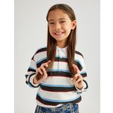 Koton Çizgili Uzun Kollu Düğme Detaylı Polo Yaka Sweatshirt