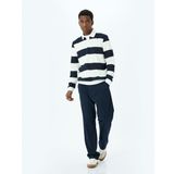 Koton Çizgili Uzun Kollu Pamuk Karışımlı Polo Yaka Sweatshirt