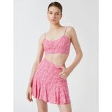 Koton Crop Atlet Desenli İnce Askılı U Yaka - 40 - Pembe