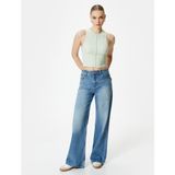 Koton Crop Atlet Halter Yaka Bürümcük Kumaş - S - Yeşil