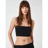 Koton Crop Atlet Kare Yaka Ince Askılı - Siyah