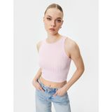 Koton Crop Atlet Kolsuz Halter Yaka Dokulu - Pembe