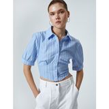 Koton Crop Balon Kol Gömlek Slim Fit Pamuklu - 34 - Mavi