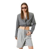 Koton Crop Blazer Ceket Bel Detaylı Bağlamalı Kruvaze
