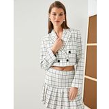 KOTON Crop Blazer Ceket Kruvaze Kapama Düğmeli