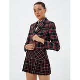 Koton Crop Blazer Ceket Kruvaze Yaka Düğmeli Broş Detaylı - 34 - Kırmızı
